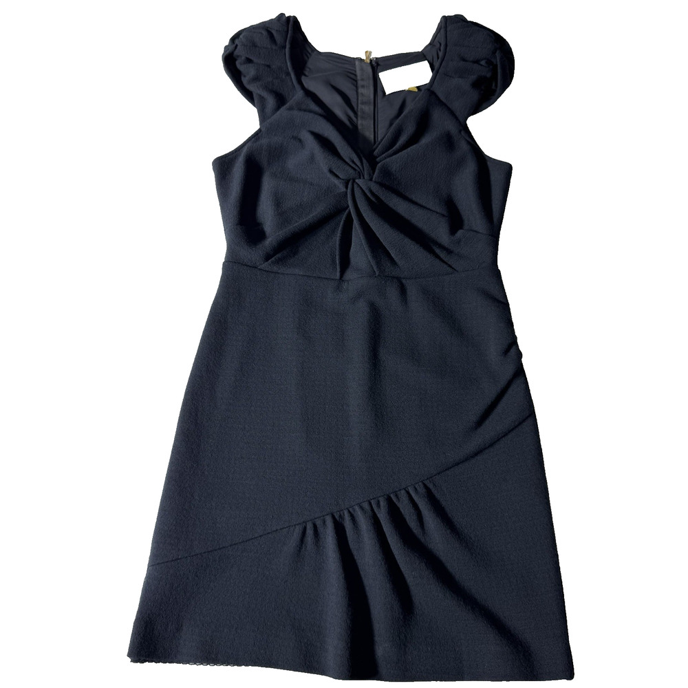 Anthropologie Leifsdottir Womens 10 Black Wool Puff Sleeve Cocktail Dress Zip
